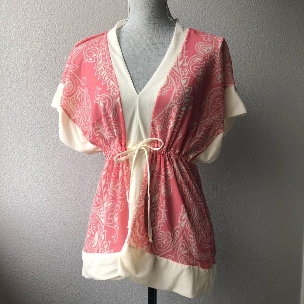 New York & Company Mesh Blouse with front tie